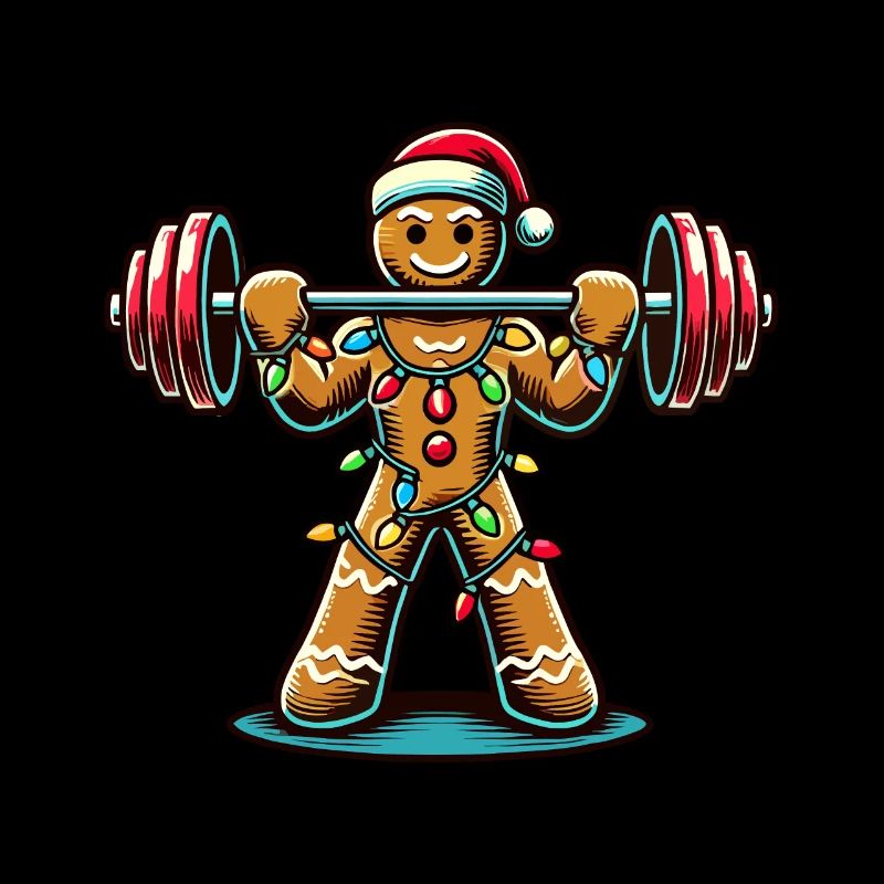 Funny Gingerbread Man Bodybuilder Christmassy