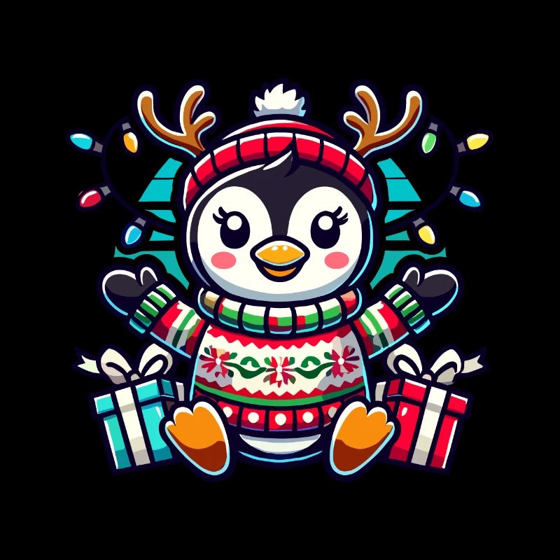 pingouin joyeux avec des bois de renne et