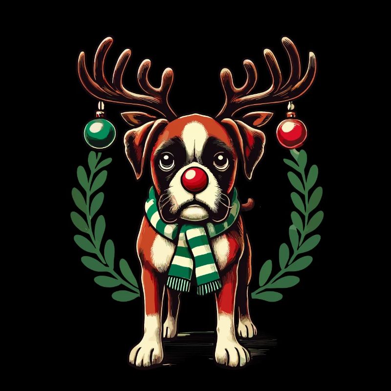 Weihnachtshund Mit Rentiergeweih Und Schal