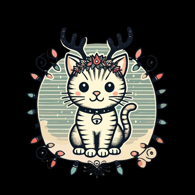 Weihnachtliche Katze Mit Geweih Und Lichter