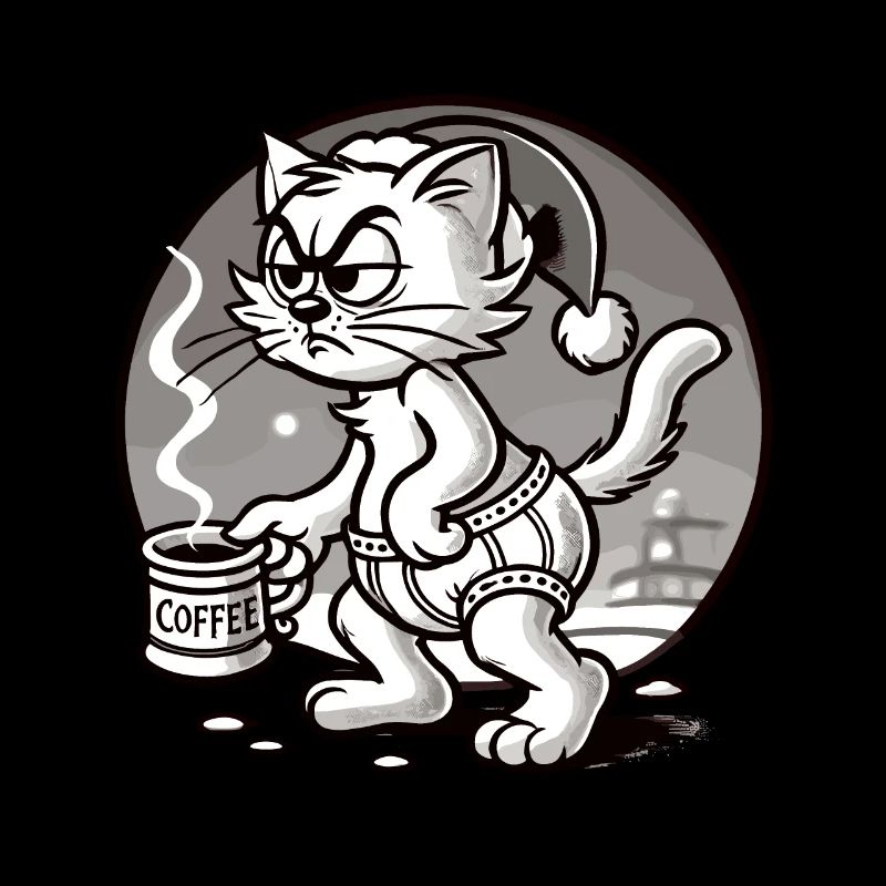 Mürrische Katze Mit Kaffee Weihnachten