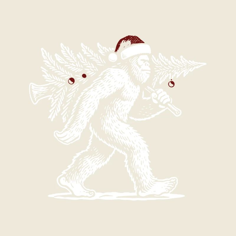 Weihnachtlicher Yeti Mit Tannenbaum