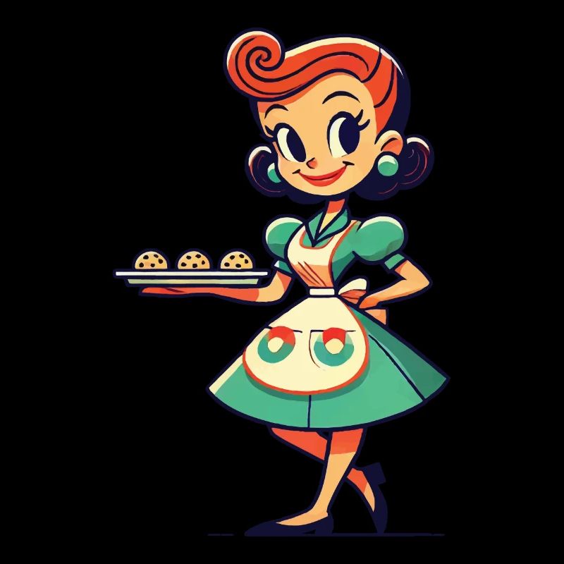 Retro Hausfrau Mit Kekstablett