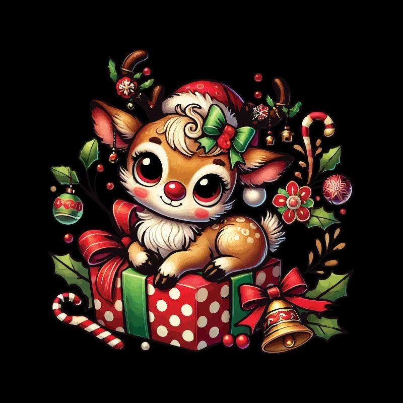 Weihnachtliches Rentier Auf Geschenk