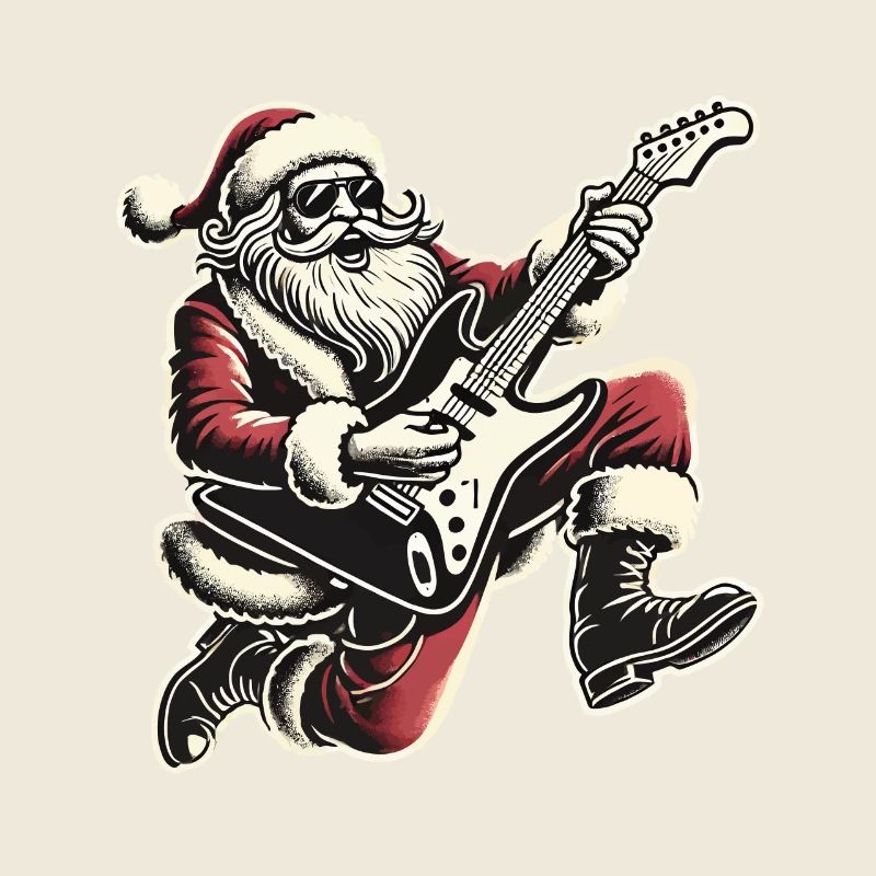 Jupe de Noël Guitare Jouant Père Noël