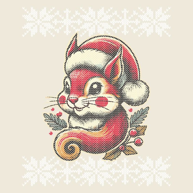 Christmas Squirrel Motif Knitted Look