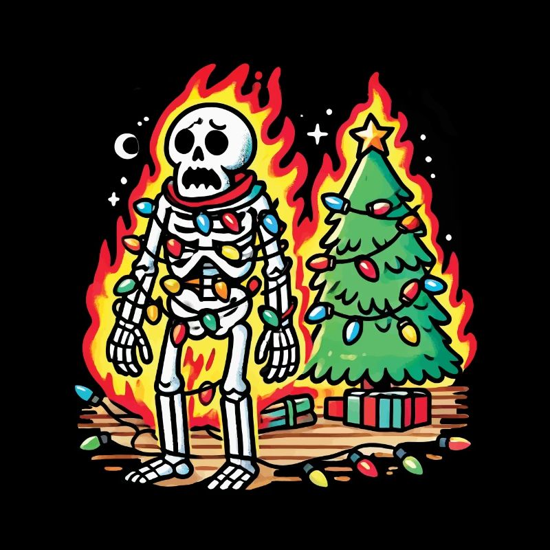Christmas skeleton with fairy lights