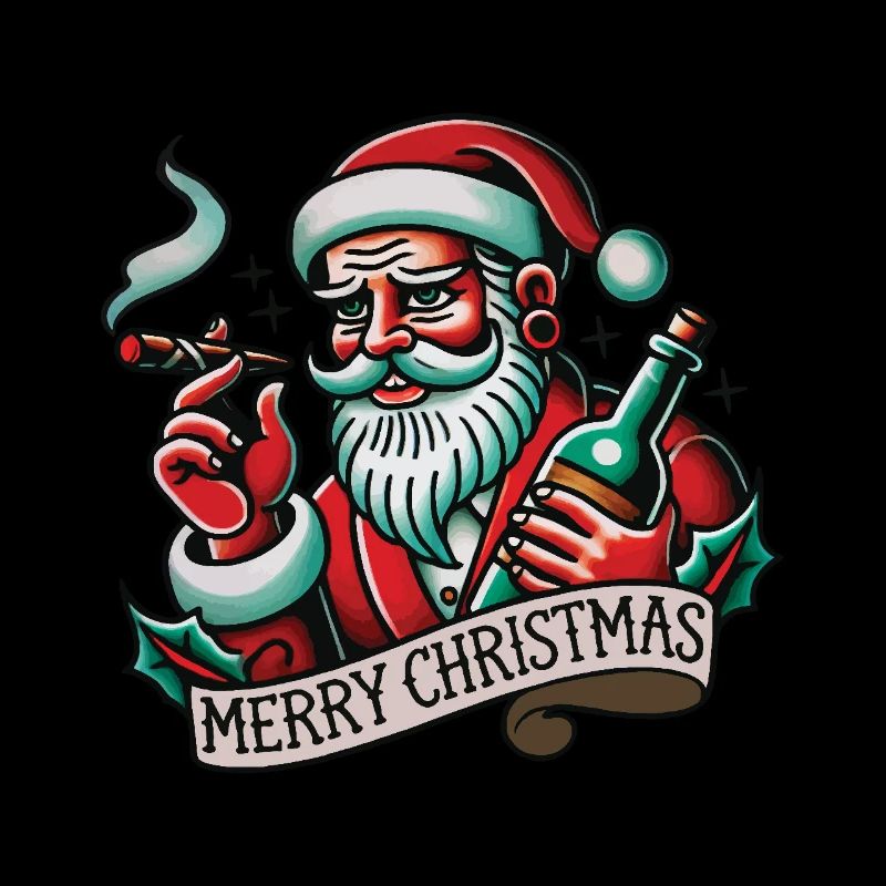 Merry Christmas Tattoo Stil Weihnachtsmann