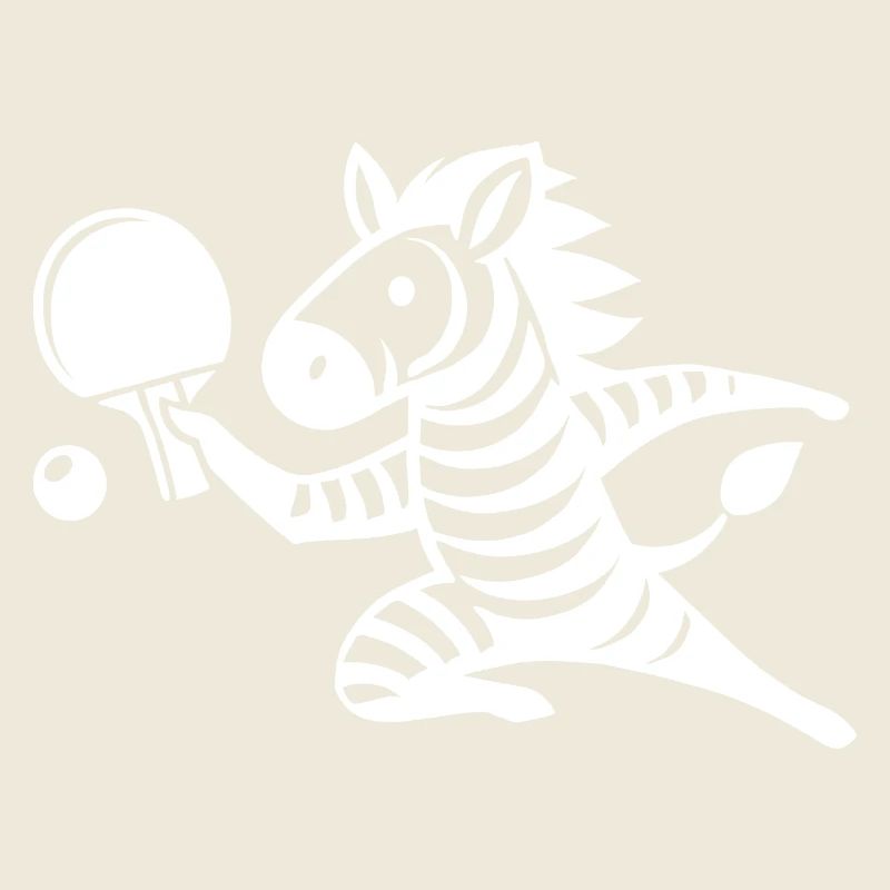 Zebra Table Tennis Player Ping Pong Silhouette