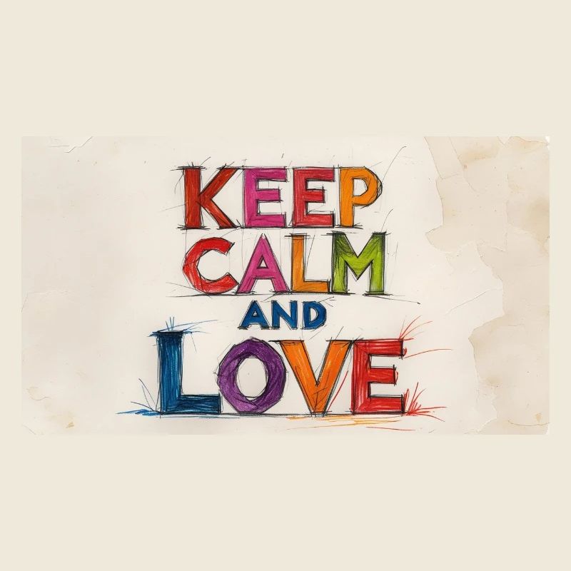 Retro Colorful Keep Calm and Love