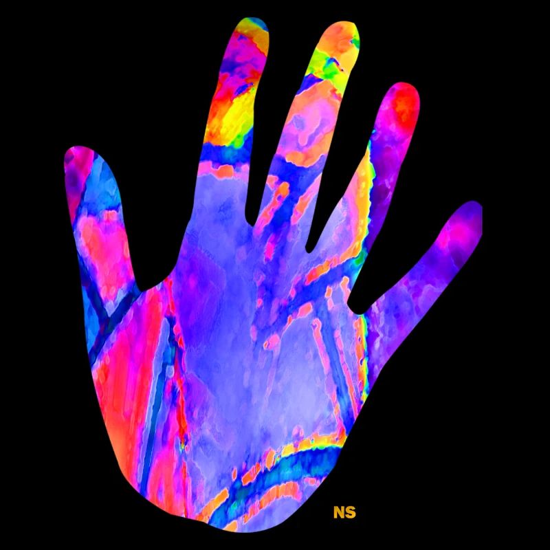 Bunte Neon Hand