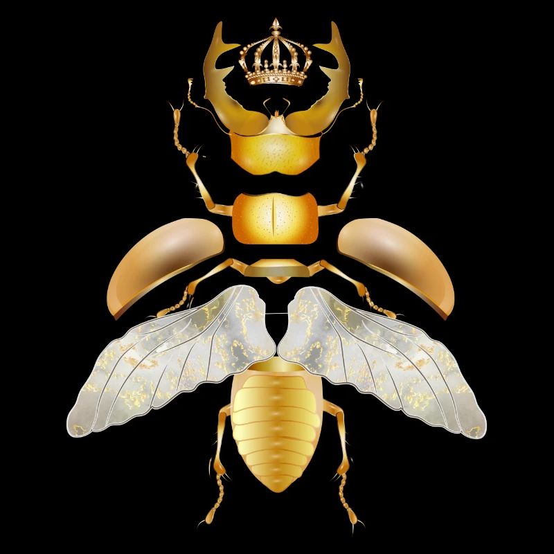 goldfarbener Hirschkäfer mit Krone in Einzelteile