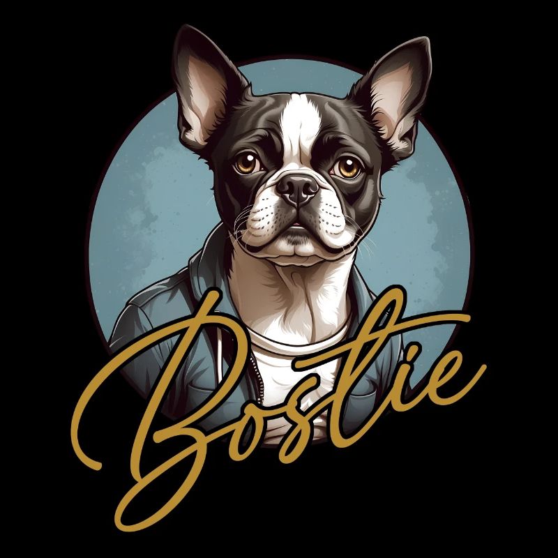 Boston Terrier Portrait Bostie Portrait lettrage
