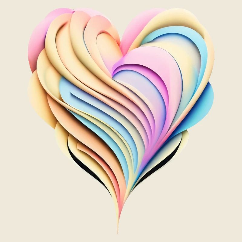 Pastellregenbogenherz in 3D-Optik
