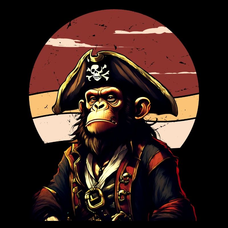Captain Comic Monkey Pirate Caribbean