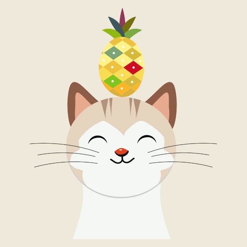 Chat joyeux avec ananas – Tropical Animal Design