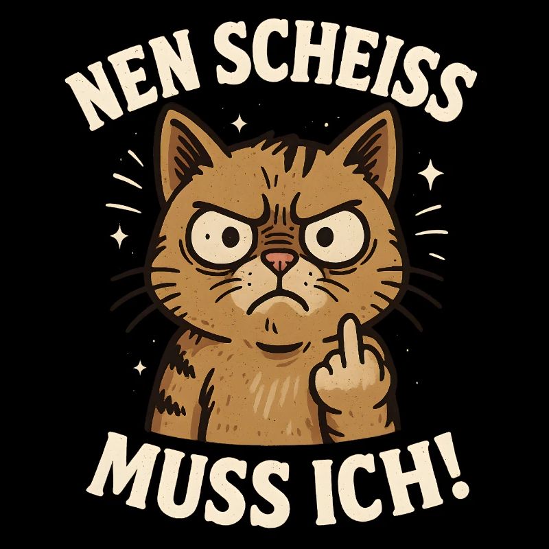 Frecher Spruch Mittelfinger Katze Büro