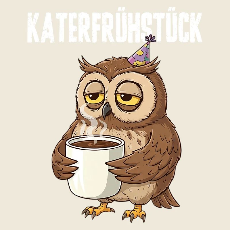 Katerfrühstück Eule mit Kaffee lustiger Hangover