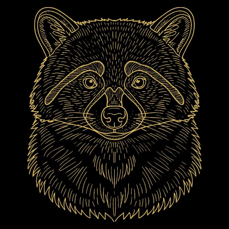 Minimalist raccoon head silhouette design
