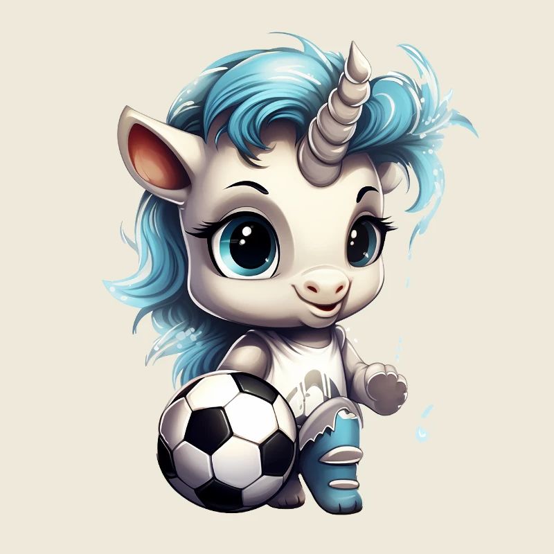 Einhorn mit Ball -  Kicker - Fussball