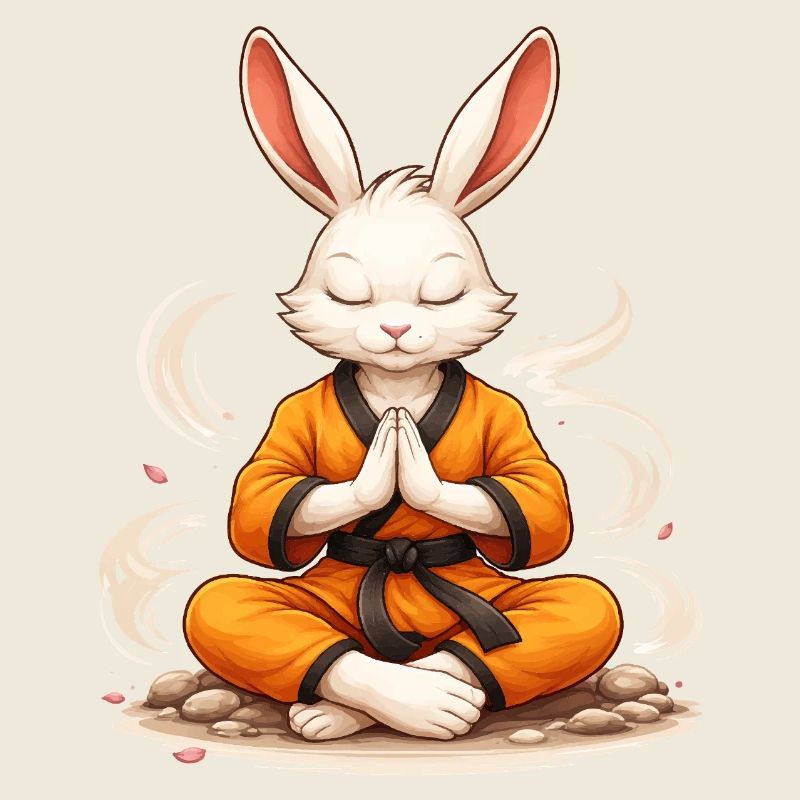 Conception amusante de méditation Karate Zen Bunny