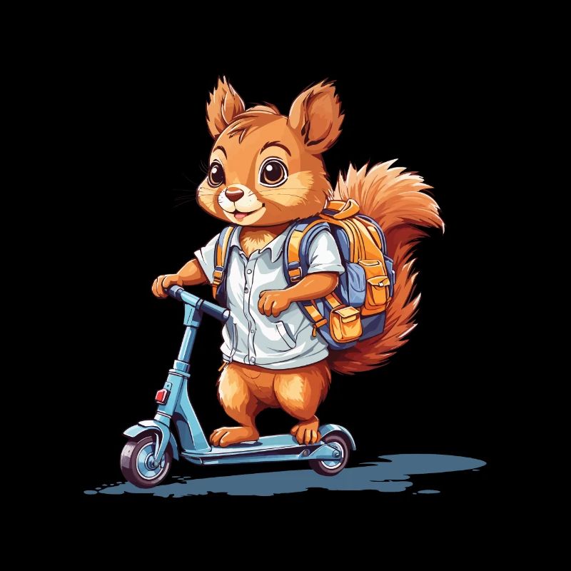 Cheerful Squirrel Back to School Scooter Design