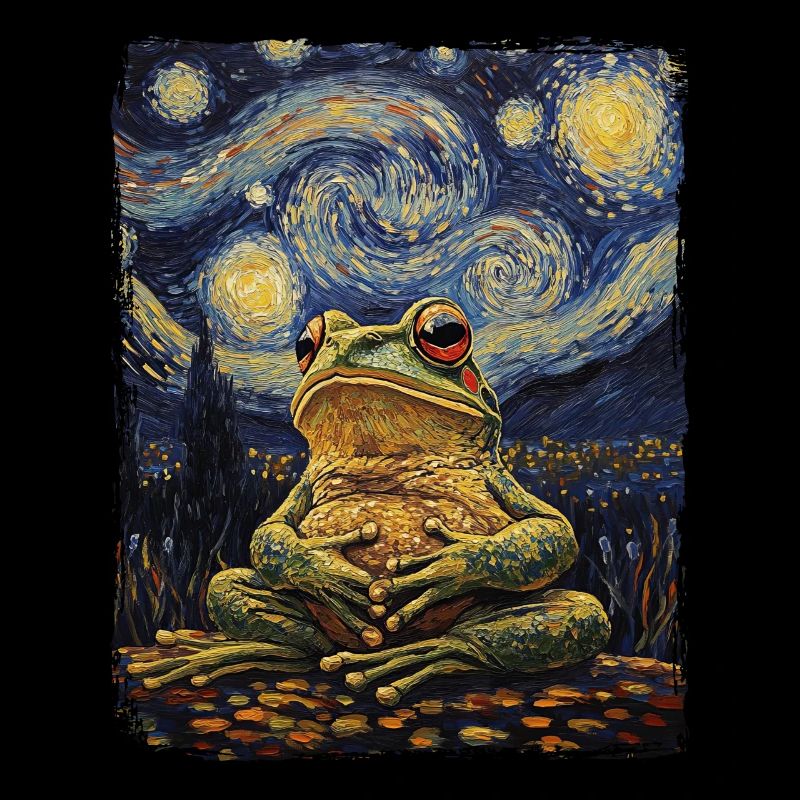 Frog Animal Starry Night Sky Painting Van Gogh