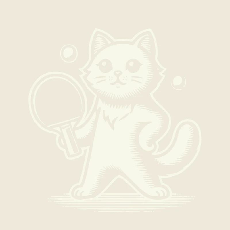 Cute cat playing table tennis