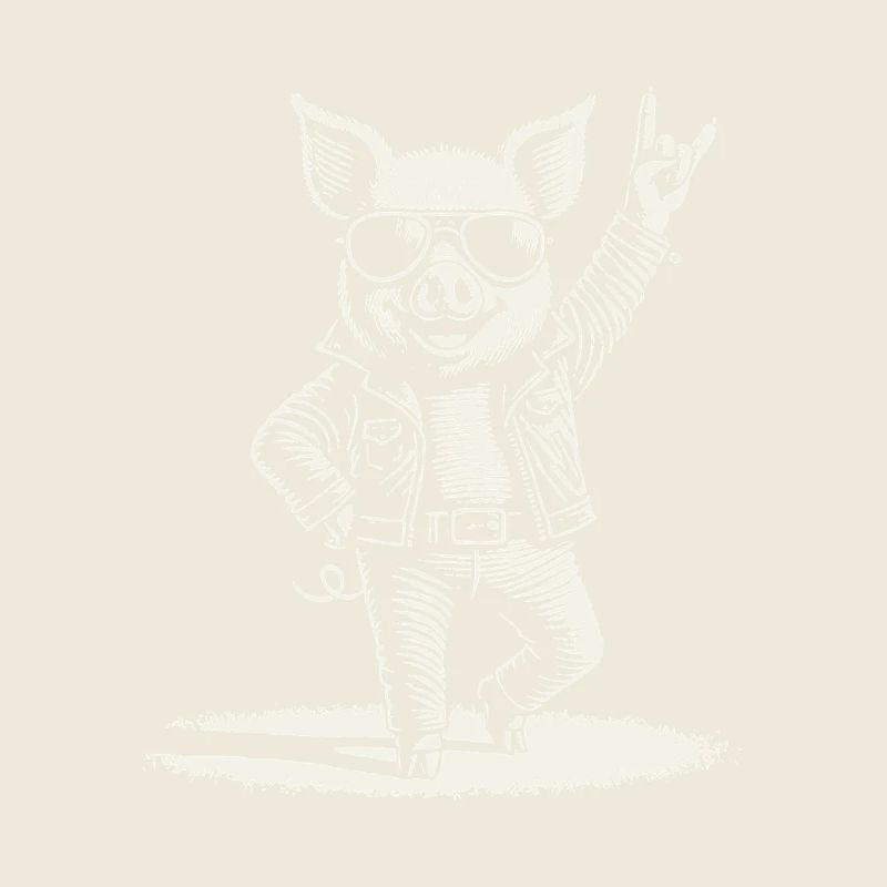 Rocking pig with heavy metal flair