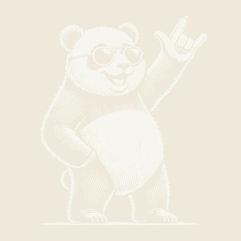 Retro Rock Musik Panda Mit Cooler Geste