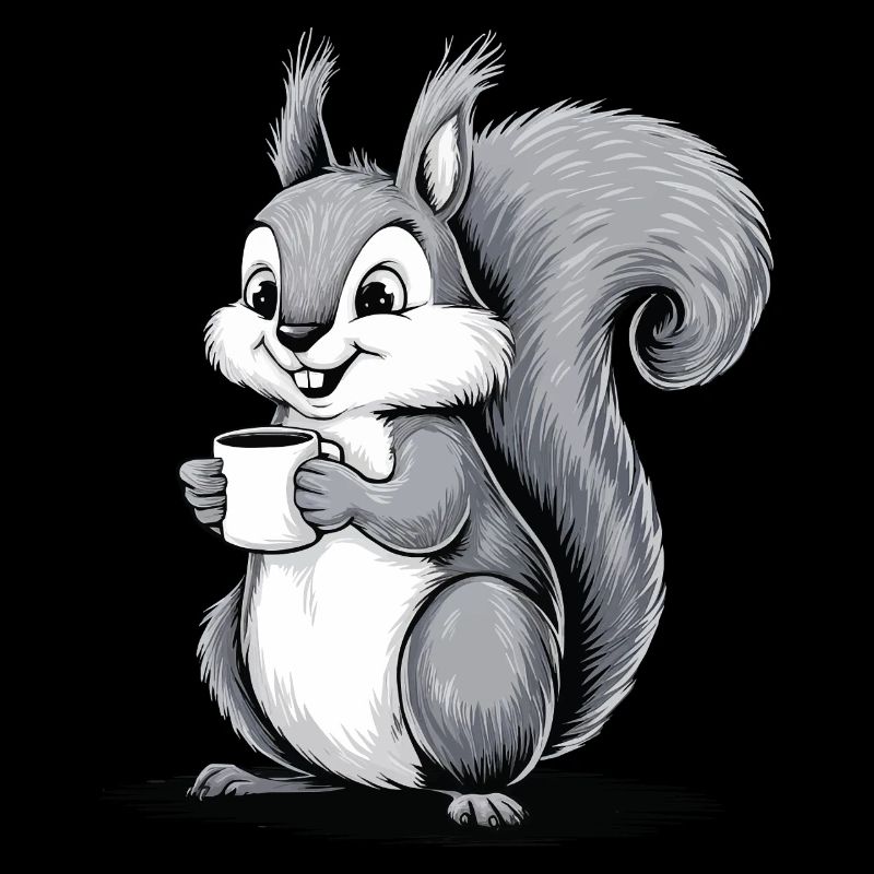 Squirrel Eichhörnchen Drinking Coffee Caffeine