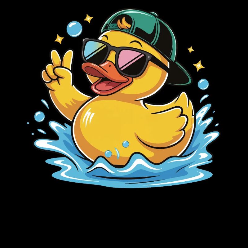cool duck rubber duckie cartoon sunglasses cap