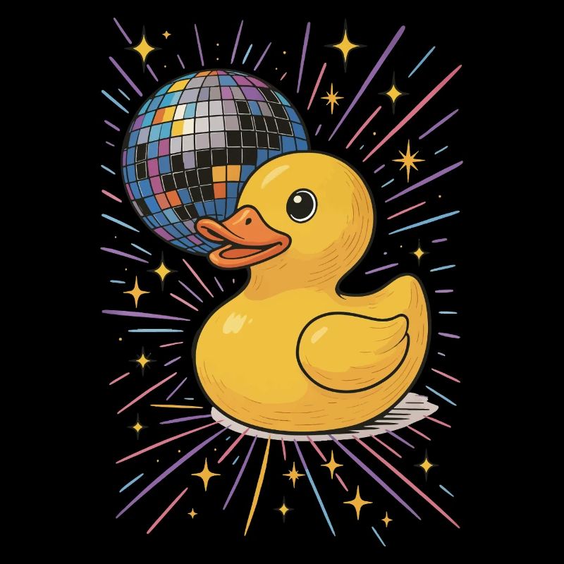 Rubber Duck Disco Ball Party Illustration