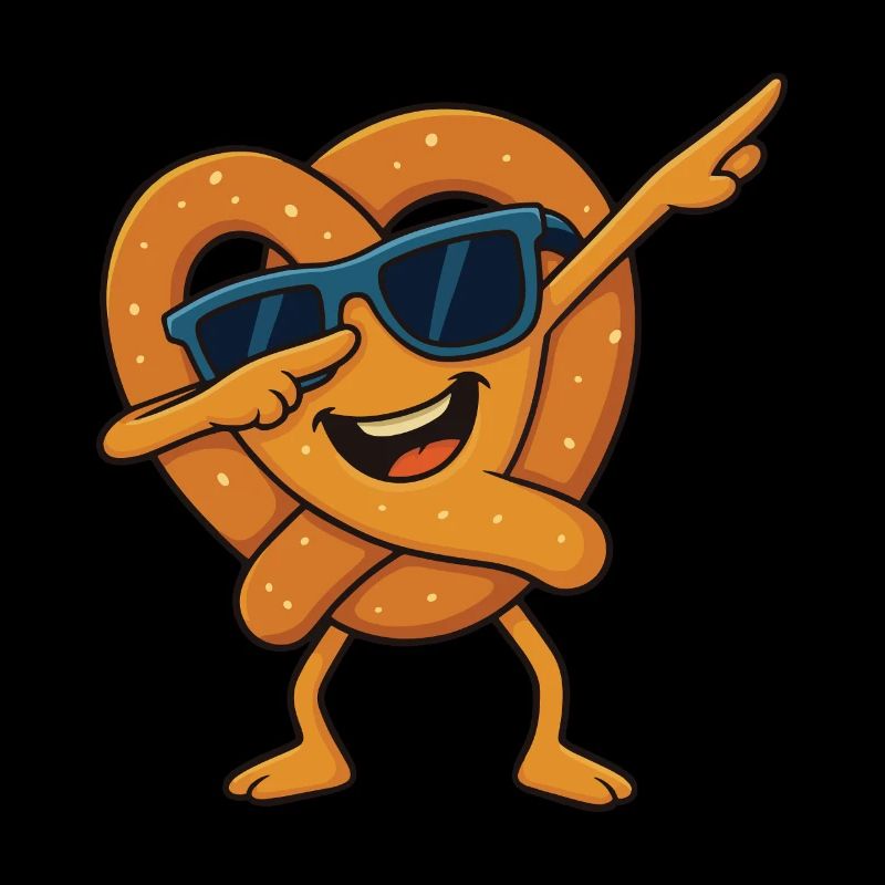 Funny Cool Pretzel Cartoon Dabbing Pose Sunglasses