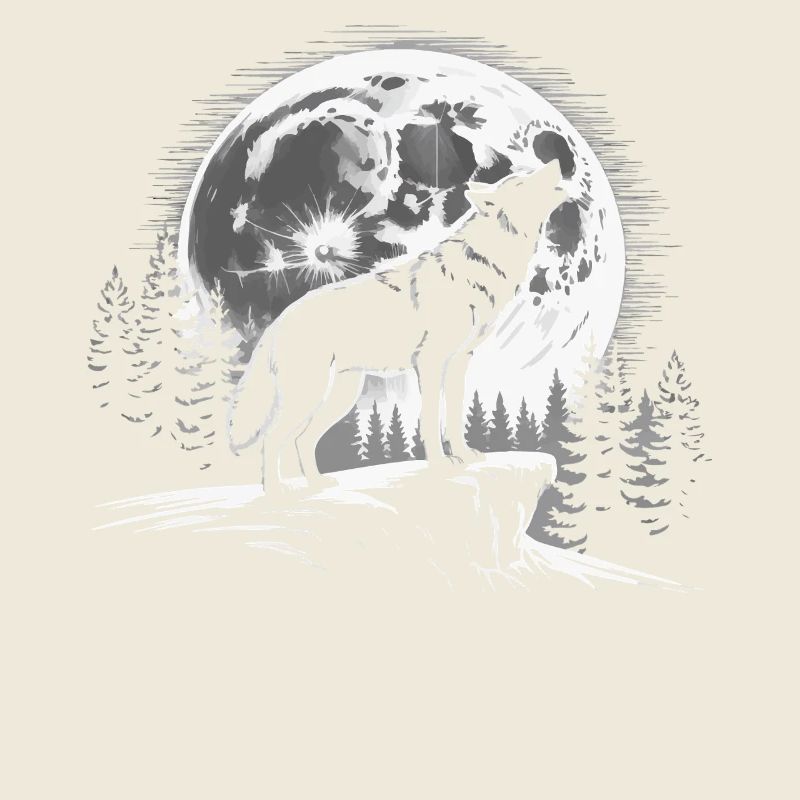 Wolf Animal Howling Full Moon Wilderness Night