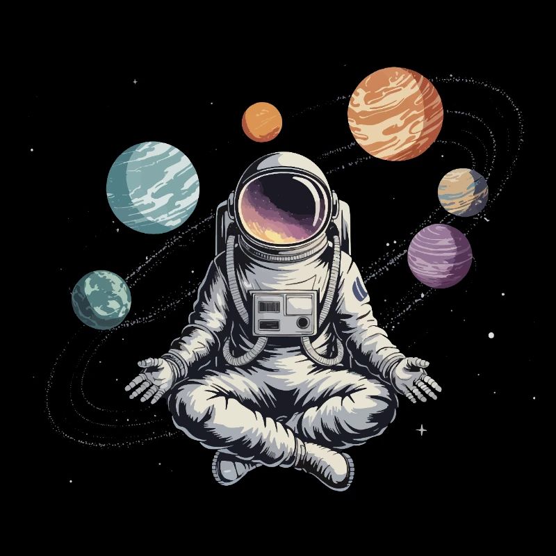Astronaut Yoga Meditation Space Planets Orbit