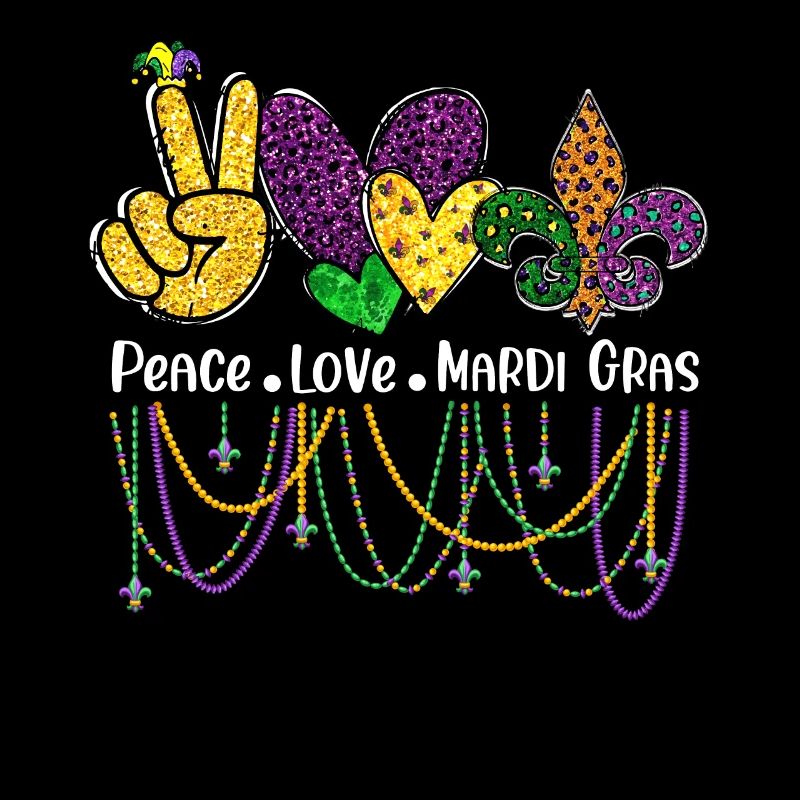 Peace Love Mardi Gras Beads Women Carnival Parade