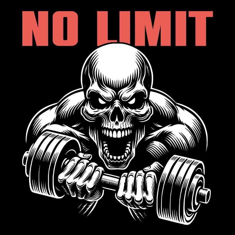 No Limit Hard Workout Skull with Dumbbell