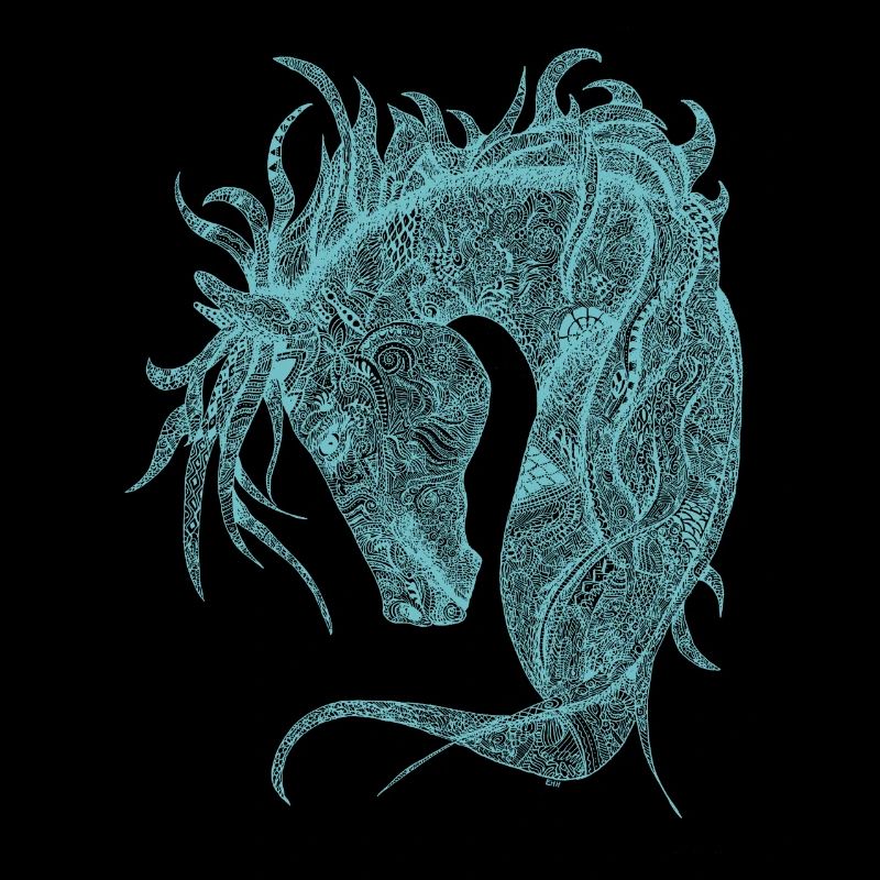 Pferde Kopf Zentangle Türkis