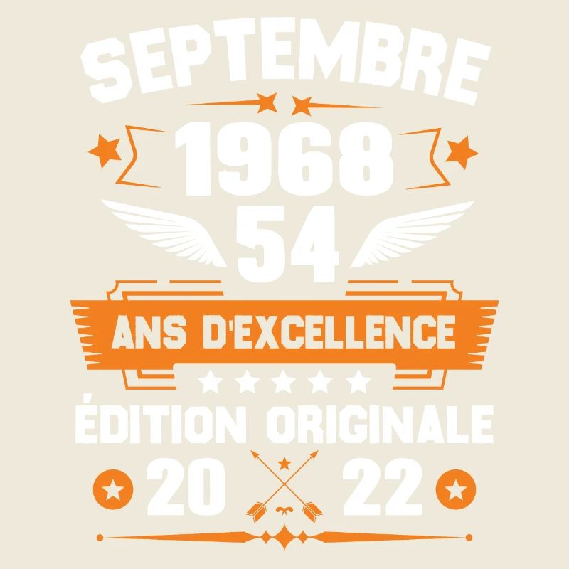 Septembre 1968 Idée cadeau d'anniversaire 54 ans