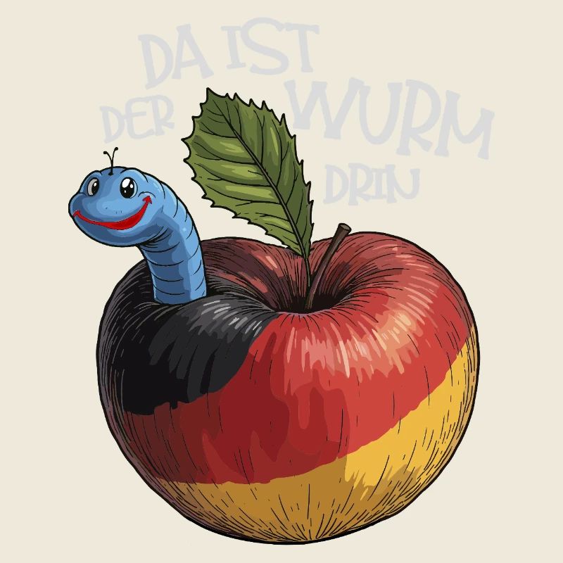 Wurm im Apfel mit Spruch