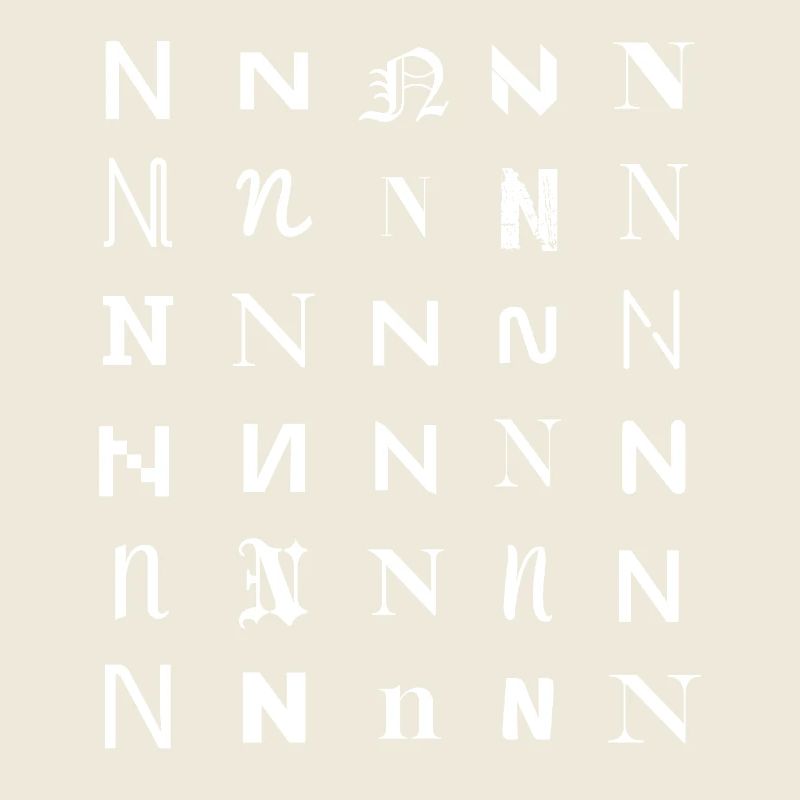 N Glyphen-Mosaik: Verschiedene Schriftarten