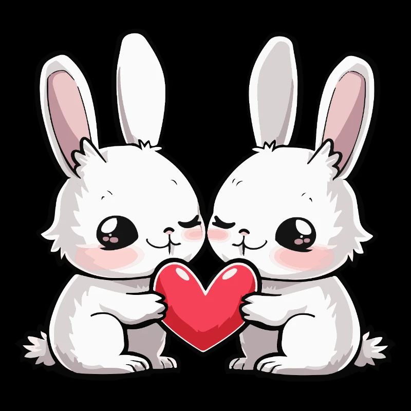 Bunny Couple In Love Easter Heart