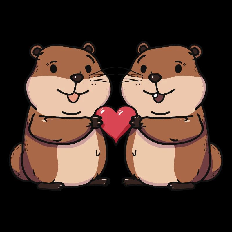 Couple de castors Saint-Valentin