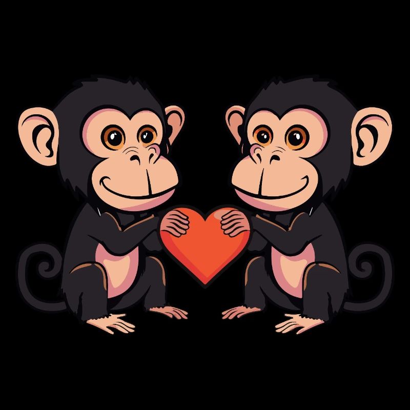 Couple De Singes Amoureux La Saint-Valentin