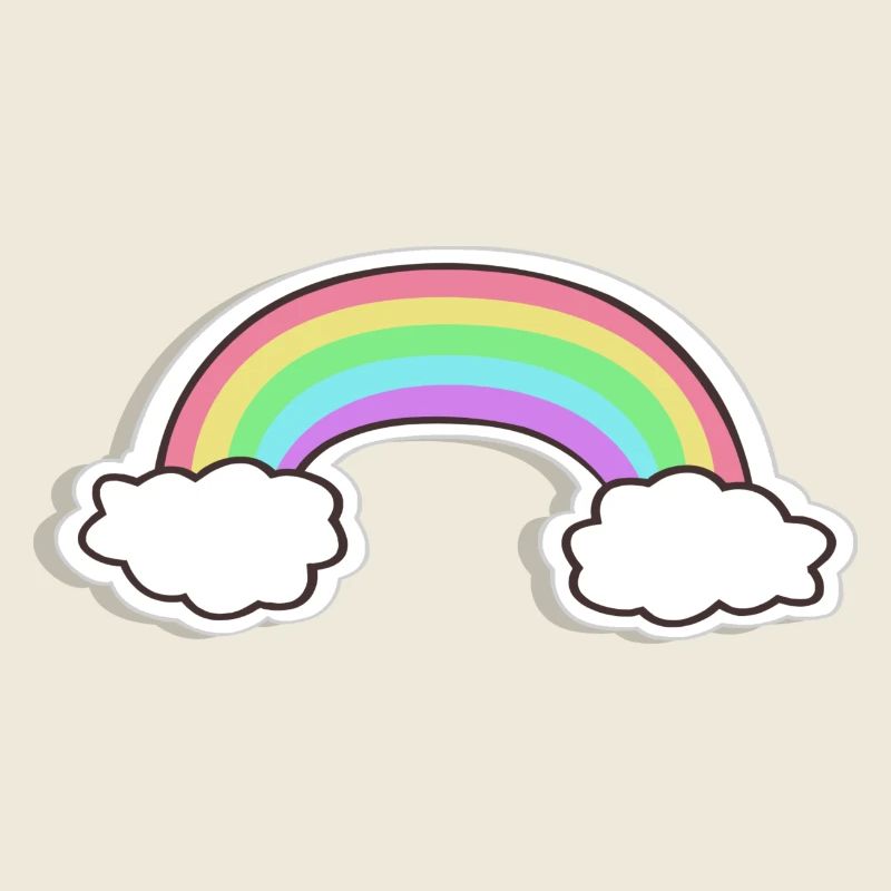 Pastel rainbow with clouds motif