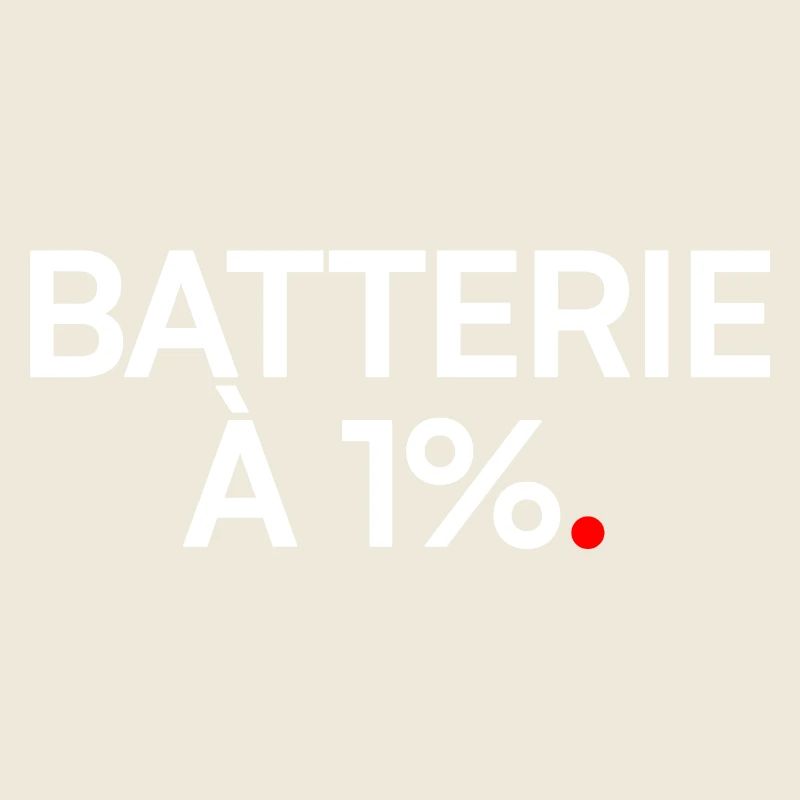 Batterie bei 1 % Humor-Müdigkeitsarbeit
