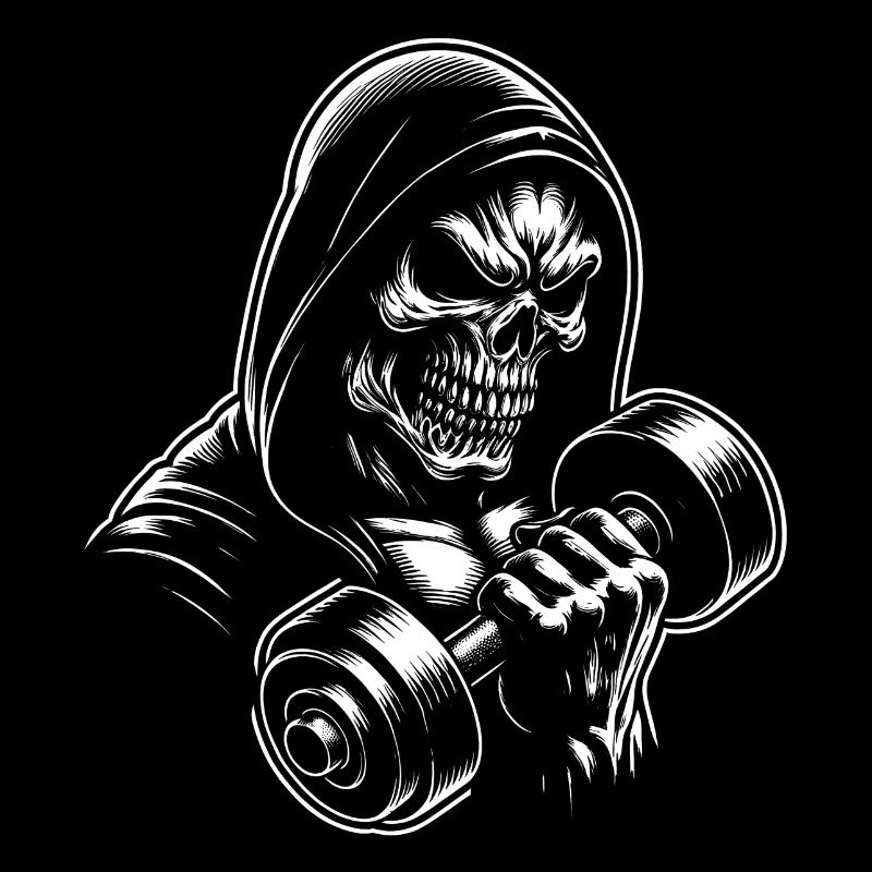 No Limit Workout Bodybuilding Skull with Dumbbell