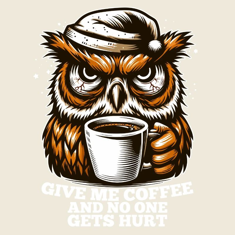 Eule Kaffee müde Geschenk