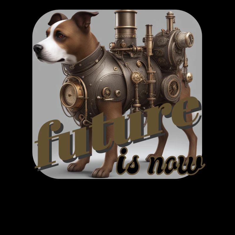 Dog Steampunk Future Is Now Abstract Machine Dog
